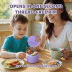 14.5oz Soup Thermo for Hot Food Kids Vacuum Insulated Food Jar Twist-Free Soup Thermo for Hot Food Kids Leakproof Stainless Steel Wide Mouth Lunch Container (Purple)