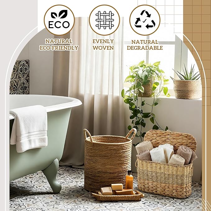 Toilet Paper Storage, Toilet Paper Baskets with Lid Container for up to 9 Rolls, for Bathroom Accessories Basket Home Organizer
