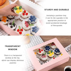Hoewina 6PCS Cupcake Boxes - Hold 12 Count Cupcake Containers with Window, Food Grade Cupcake Holder Easy Transport and Presentation - Ideal for Cupcakes, Desserts, and More (Pink)