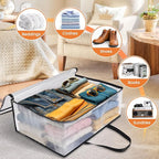 4 Pack Clear Storage Bags for Comforter, Clothes & Bedding, Plastic Blanket Storage with Zipper and Handle, Moving Bags, Closet Organizer and Under-Bed Storage (60L)