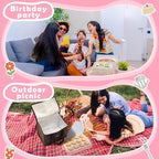 14.7 x 10.9 x 5.9 Inch Rectangle Cake Carrier with Lid and Handle Includes Cupcake Pie Holders Large Waterproof Portable Insulated Bag Pink Cake Carrier with Insert for Secure Dessert Delivery