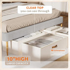 10inch 3 Pack Under Bed Storage Containers, 10 Inch Tall Underbed Clothes Storage Organizer Bin with Clear Window，Foldable Box Basket for Clothes, Closet, Bed Sheets and Blankets White