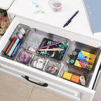14 Pcs Clear Drawer Organizer, Adjustable Drawer Storage Box, 3-Size Desk Drawer Organizer, Acrylic Storage Bins for Makeup, Kitchen Utensils, Bedroom Dressers Tool Organizer for Gadgets, Black