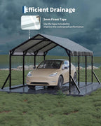 Garvee 10x15x9 ft Metal Carport, Car Port with Reinforced Frame and Steel Roof for All-Weather Use, Permanent Shelter for Sedans, SUVs, or Boats