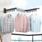 Drying Rack Clothing,Clothes Drying Rack Wall Mounted,Collapsible Hanging Racks for Laundry,Laundry Drying Rack,Wall Mounted Clothes Rack(31.5"-White) (Black-Hooks, Tri-Fold)