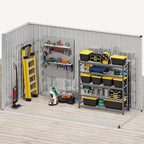DWVO 9' x 4' Outdoor Storage Shed, Large Metal Tool Sheds, Heavy Duty Storage House with Lockable Doors & Air Vent for Backyard Patio Lawn to Store Bikes, Tools, Lawnmowers, Brown