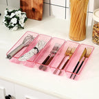 Maitys 12 Pcs Clear Drawer Organizer 9 x 3 x 2 Inches Plastic Rectangle Trays Makeup Vanity Storage Bins and Kitchen Drawers Dividers for Office Desk Silverware Kitchen Utensils(Pink)