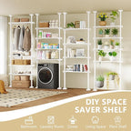 Bonpally Over The Toilet Storage Shelf, 4-Tier Adjustable Bathroom Organizer, No Drill Tension Mounted Shelves Metal, Space-Saving Bathroom Cabinet Rack Above Toilet for Small Bathroom Rooms, White
