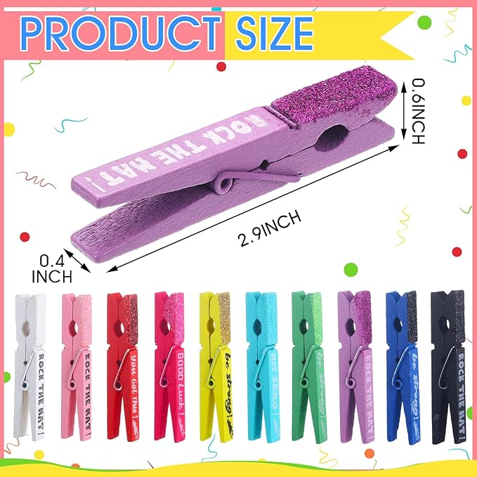 Kigeli 30 Pcs Spirit Clips Cheer Pins Cheerleader Gifts Clothes Pins for Backpacks Competition Glittered for Team Cheer Gifts Stuff Supplies Party Favors Accessories Bulk(Multiple Colors,Shiny)