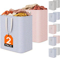 Lifewit 2 Pack Laundry Basket 100L Each, Collapsible Clothes Hamper with Reinforced Handles, Freestanding Waterproof Design for Bedroom and Laundry Room, Pink&Blue 200L Total