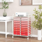 GOFLAME 20-Drawer Rolling Storage Cart, Multifunctional Art Craft Organizer, Mobile Utility Storage with Removable Drawers & Lockable Wheels, Craft Cart for Home Office School, Pink Gradient