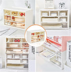 Mini Desk Storage Organizer with 6 Drawers, FODIENS Stackable Desktop Craft Drawer Cabinet, Clear Storage Box Caddy for Makeup Jewelry Office Craft Supplies (White)