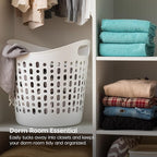 IRIS USA Laundry Basket Hamper, 40L Flexible Portable Plastic Dirty Clothes Bag with Ventilation Holes for Bedroom Bathroom Apartment Dorm Laundry Room Blankets Pillows Trinkets Organization, White