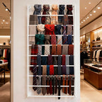 10-Layer Wall Mounted Display Rack, Tie & Scarf Rack Belt Towel Holder Wrapping Paper Ribbon Organizer Scarves Belts Necktie Hijab Stand Metal Shelving for Home, Retail Stores, Flower Shop
