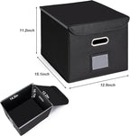 CADONO File Organizer Box with Lid, Large Hanging File Folder Organizer with Plastic Slide, Collapsible Portable Filing Storage Boxes for Office/Decor/Home (Beige, 14.9 x 12.59 x 10.8 inch)