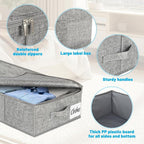 Under Bed Storage Container Bins 2 Pack, 4 Inch Thin Low Profile Underbed Clothes Storage Organizer for Dorm & Home, Use for Blanket and Toy Storage Box W/ Sturdy Bottom/Sides, Foldable Thick Fabric