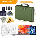 DocSafe Fireproof File Organizer with Lock, Hard-Shell Case Fireproof Document Box with 13 Pocket Accordion File Folder, Portable Home Office Travel Safe Storage for Important Documents Laptop Green