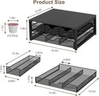 Coffee Pod Holder For Counter, 3 Pull-Out 72 K-Cup Holder Drawer, Wooden Cafe Pods Storage Organizer with Sliding Drawers for Coffee Station, Home, Kitchen, Office, Dorm (Black)