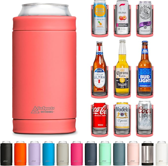 DUALIE 3 in 1 Insulated Can Cooler - 15+ Colors - Universal Size for 12 oz Cans, Slim Cans, and Bottles