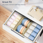 DIMJ Drawer Organizer Clothes - Underwear Organizer Small Sock Organizer Closet Organizers and Storage Box Dresser Drawer Dividers for Baby Clothes, Bra, Socks, Belt, Tie, Set of 9, Beige