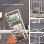 Clear Stackable Plastic Storage Bins with Lid, Dustproof Book Cosmetic Acrylic Display Cases with Magnetic Door, Large Figures Collectibles Showcase