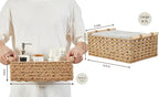 DECOMOMO Paper Rope Wicker Storage Basket, Back of Toilet Basket, Bathroom Organizer, Toilet Tank Tray, Countertop, Home Decor (Beige, Set of 2)