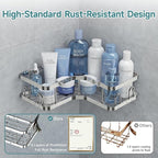 Veken Corner Shower Caddy 5-Pack, Advanced Rustproof Design, No Drilling Adhesive Shelves, Rack with Soap Holder, Large Capacity Bathroom Organizers and Storage, Wall-Mounted Kitchen&Home Decor,Silver
