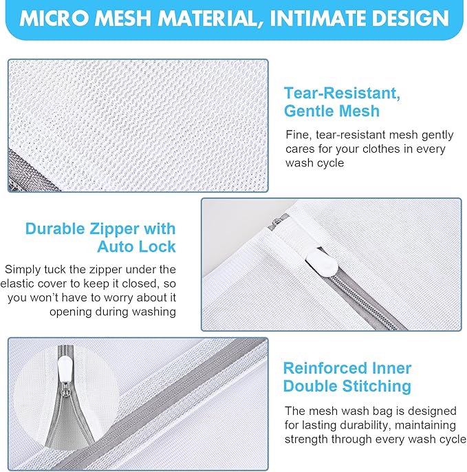 Mesh Laundry Bags for Delicates, 3 Pack Laundry Bags Mesh Wash Bags in 3 Sizes(1 Large, 1 Medium, 1 Small), Durable and Gentle Lingerie Bags for Washing Delicates, Garment Bag for Washing Machine