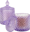 2 Pack Qtip Holder Thick Glass Apothecary Jars with Lid for Bathroom Decor Storage Organizer for Cotton Swabs, Balls, Pads, Floss Picks, Candy, Jewelry, Purple