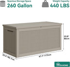 YITAHOME 260 Gallon Outdoor Storage Box, Large Water Resistant Resin Deck Box, Indoor Outdoor Lockable Storage Container for Patio, Garden, Cushions, Tools, Equipment(Brown)