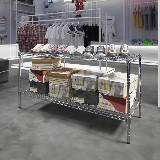 21" Deep x 54" Wide x 27" Height Wire Shelving Kit | 2-Tier | NSF Commercial Storage Rack Unit