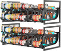 iSPECLE Expandable Can Organizer for Pantry, 2 Pack Large Capacity 120 Cans Can Storage Organizer Pantry Rack, Auto Rolling Dispenser & Stackable Wire Holder for Deep Pantry Shelves, Black