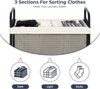 STO STO Laundry Hamper 3 Section, 120L Rolling Laundry Sorter Cart with Removable and Washable Liner Bag, Clothes Hamper with Wheels and Metal Handle for Laundry Room and Bedroom