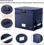 DocSafe File Box with Lock,Multi-Layer Fireproof Document Box Collapsible File Storage Organizer with Pockets/Handle,Large Portable Home Office Filing Safe for Hanging Letter/Legal Size Folders,Blue