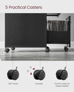 VASAGLE File Cabinet, Mobile Filing Cabinet with Wheels, 2 Lockable Drawers, Open Shelf, for A4, Letter Size, Hanging File Folders, Ink Black UOFC077B16