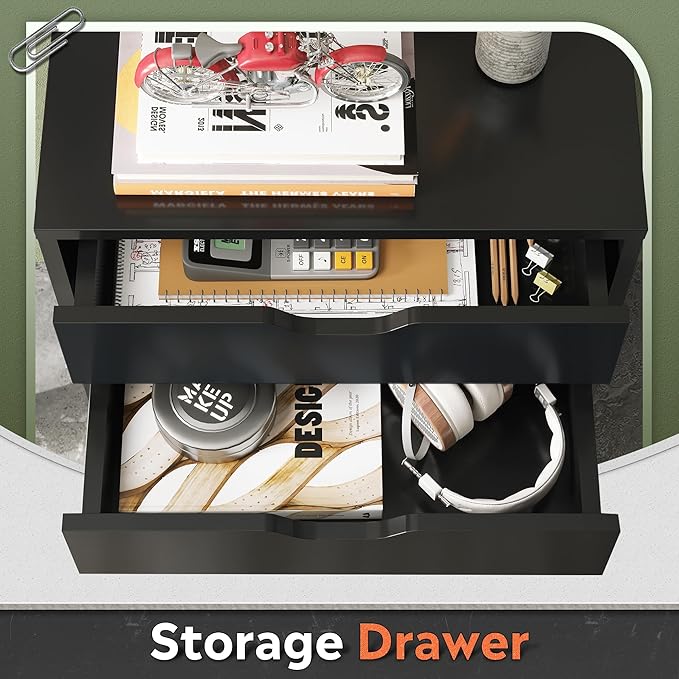 DEVAISE 5-Drawer Chest, Wood Storage Dresser File Cabinet with Wheels, Mobile Dresser for Home Office, Black