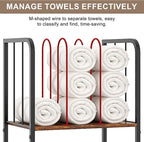 Towel Rack Free Standing 4-Tier M-Shaped Detachable Dividers, Durable Metal Towel Holder, Pool Items Holder, Space-Saving Storage Organizer, Modern Bath Towel Shelf for Bathroom Patent Pending