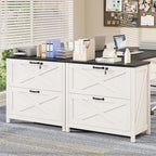 Lateral File Cabinet with 2 Large Drawers, Farmhouse File Cabinet with Lock for Letter/Legal/A4 Size Hanging Files, Wood File Storage Cabinets Printer Stand for Home Office Cabinets, White and Black