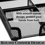 2 Pack Desk Drawer Organizer, Metal Mesh Drawer Office Tray, 6 Compartments Pen Organizer Storage Box, Desktop Basket Accessories for Home Office School Kitchen Vanity Supplies, Black