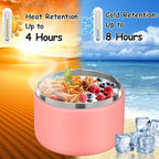 12oz Insulated Vacuum Food Jar with Buckle Lid Wide Mouth Soup Thermo for Hot Food Kids Leakproof Stainless Steel Lunch Container- Pink- 1Pack