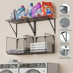 2 Pack Laundry Room Shelves Organization And Storage,Wall Mounted Clothes Drying Rack With Wire Mesh Basket Over Washer And Dryer,Large Capacity Floating Wall Shelf For Bathroom,Kitchen,Storeroom