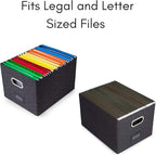 Internet's Best Collapsible File Storage Organizer with Lid - Decorative Linen Filing & Storage Office Box – Hanging Letter/Legal Folder – Home Office Bins Cabinet – Charcoal Container - 2 Pack