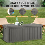 180 Gallon Outdoor Storage Box, Resin Deck Boxes Outdoor Waterproof For Patio Furniture, Garden Tools, Pool Supplies, Lockable And UV Resistant (Striped Gray)