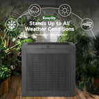 EasyUp 34 Gallon Resin Deck Box Waterproof, UV Resistant Outdoor Storage Box for Delivery, Garden, Patio,and Porch, Rattan Black
