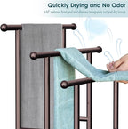 Kayfia 40" Tall Standing Towel Racks for Bathroom, 3 Tier Towel Rack Stand with Storage Basket, Blanket Ladder Drying and Display Rack for Oversized Bath Towel, Next to Tub Or Shower