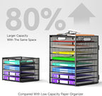 9 Tier Paper Organizer with Handle, Black Large Capacity Desk Organizer Mesh File Folder Letter Paper Tray Desktop Document Sorter for Classroom, School, and Office Accessories Organization