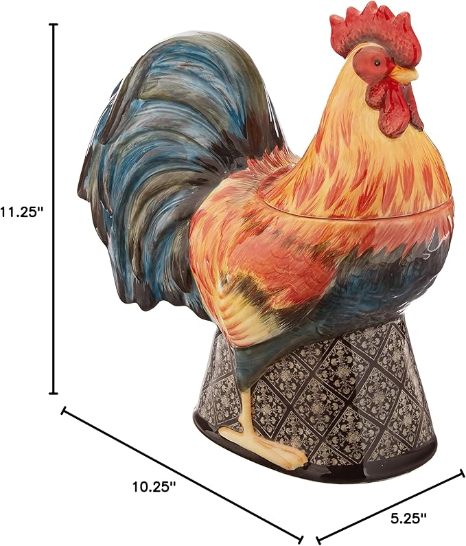 Certified International 11.25" Gilded Rooster 3-D Cookie Jar, One Size, Multicolor