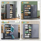 Letaya Metal Storage Cabinet with Lock Door and 5 Shelves,6 Tier Steel Garage Tool Cabinet for Home Office Utility Room 72" H X 36" W X18 D (Black Gray)