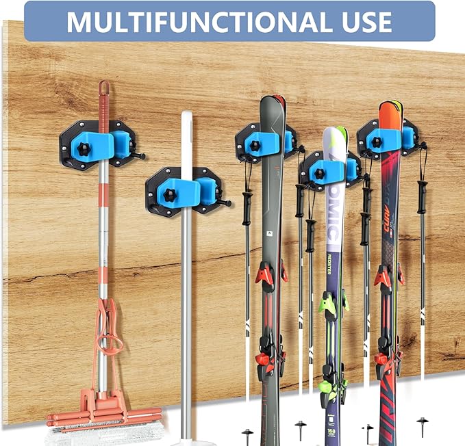 Hikeen Ski Wall Mount, Snowboard Wall Mount, Wall Mounted Ski Storage Rack for Garage Organizer System, Fits Any Ski/Snowboard Display(1Pack)