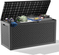 110 Gallon Outdoor Storage Box,Large Waterproof Resin Deck Box,Lockable Storage Container with Reinforced Support for Patio Cushions,Garden Tools,UV-Resistant(Black,110Gallon)